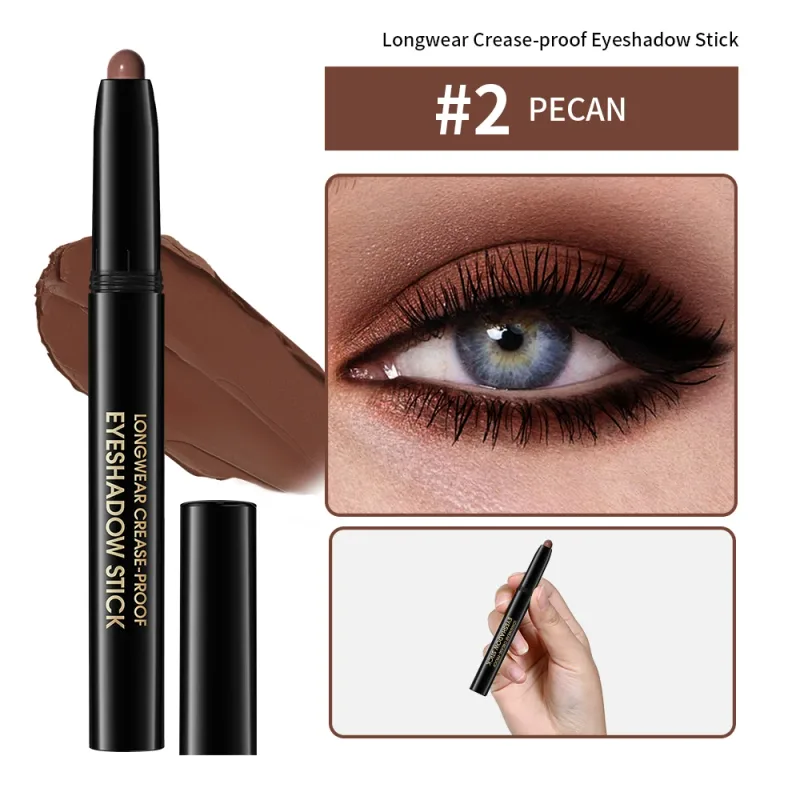 10colors Eyeshadow Stick Matte & Shimmer Shades Waterproof Smudge-proof Glitter Eyeshadow Pencil Stick Lasting Smooth Eye Makeup
