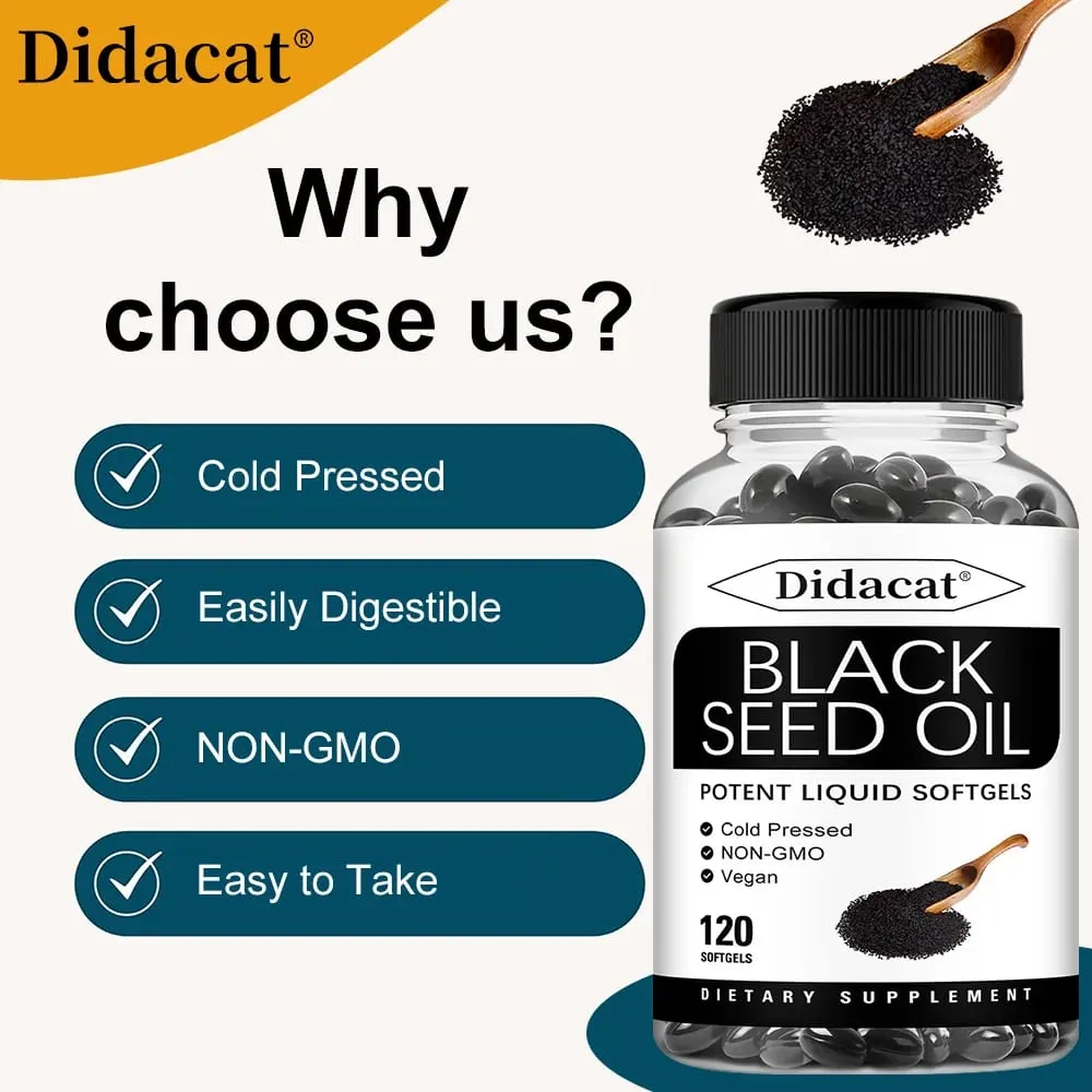 Vegan Black Seed Oil Capsules - Supports Immune Joint Digestive Hair Skin Health - Non-GMO Gluten Free Supplement — image 2