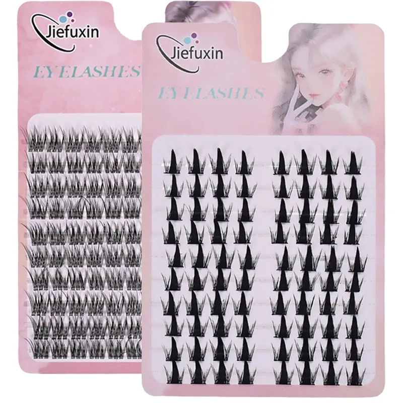 Tapered Thick Fox Eye Manga Cluster Lashes Jiefuxin Large Capacity Tray DIY Segmented Individual Self-Graft Lash Extensions — image 3