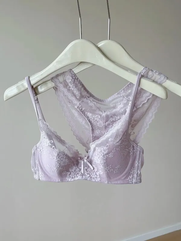 French Lace Underwire Bra Set | Half Cup Push Up Bra Large Bust Summer Lightweight Slimming Anti Sag Women‘s Lingerie BANERDANNI