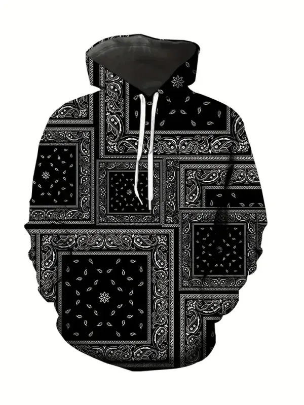 Sudadera con capucha con estampado de anacardo creativo para hombre, sudadera con capucha informal de diseño plano para hombre, sudadera con bolsillo tipo canguro — image 7