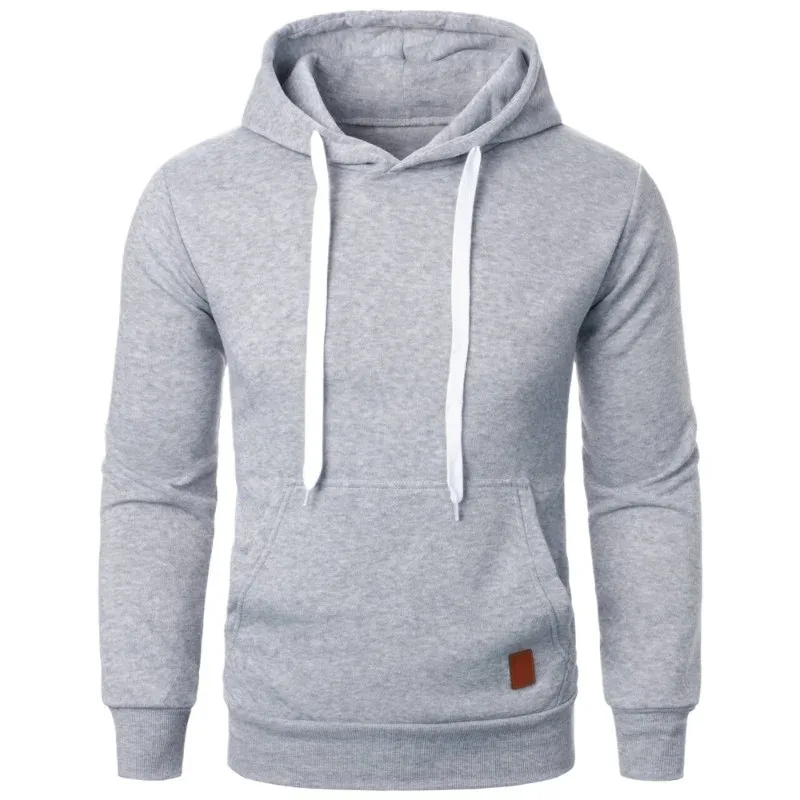 Lelaki Kasual Hooded Collar Drawstring Hoodies Baju Kemeja Lengan Panjang Luaran Streetwear Warna Pejal Pullover Ringan