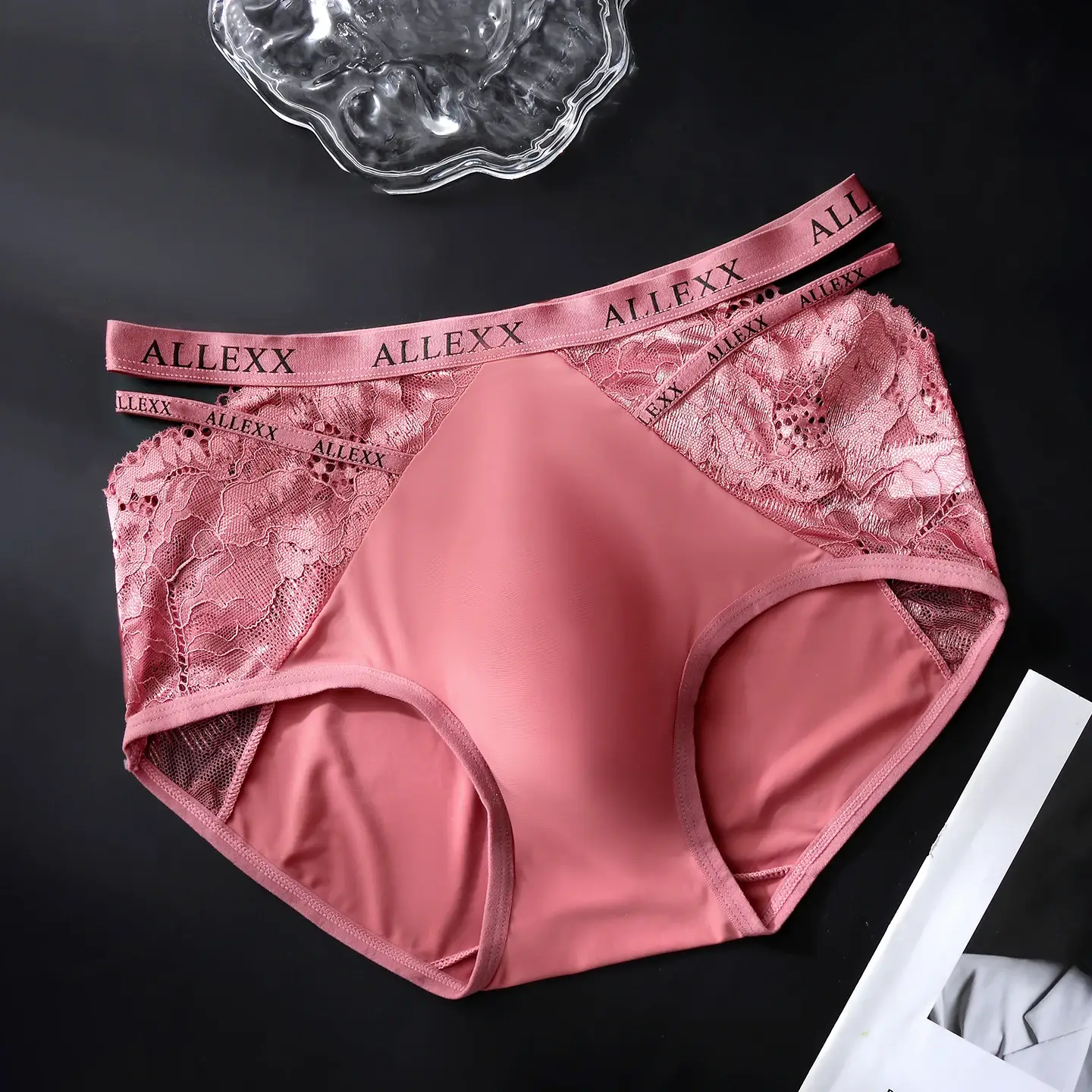 Male Glossy Satin Triangle Briefs Floral Lace Mesh Splice High Waist Elastic Letter Band Soft Breathable Men Underwear — image 6