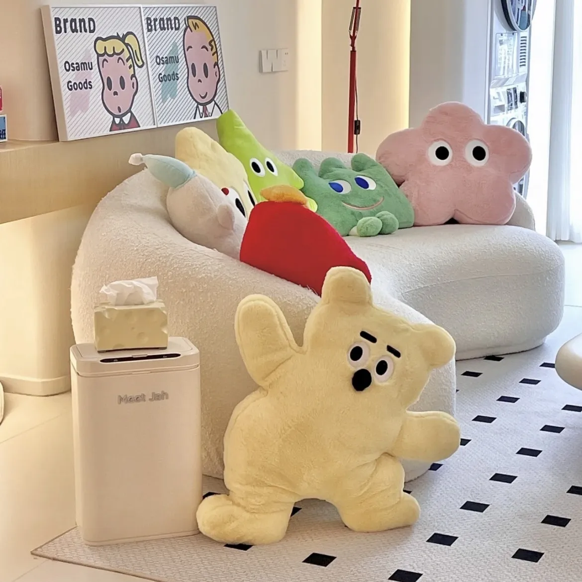 Dekorasi Sofa Bantal Bunga Girly Selebriti Bantal Beruang Kucing Lucu Boneka Hewan Mainan Mewah Kelinci Lingkaran Bunga Pelangi Natal — image 6