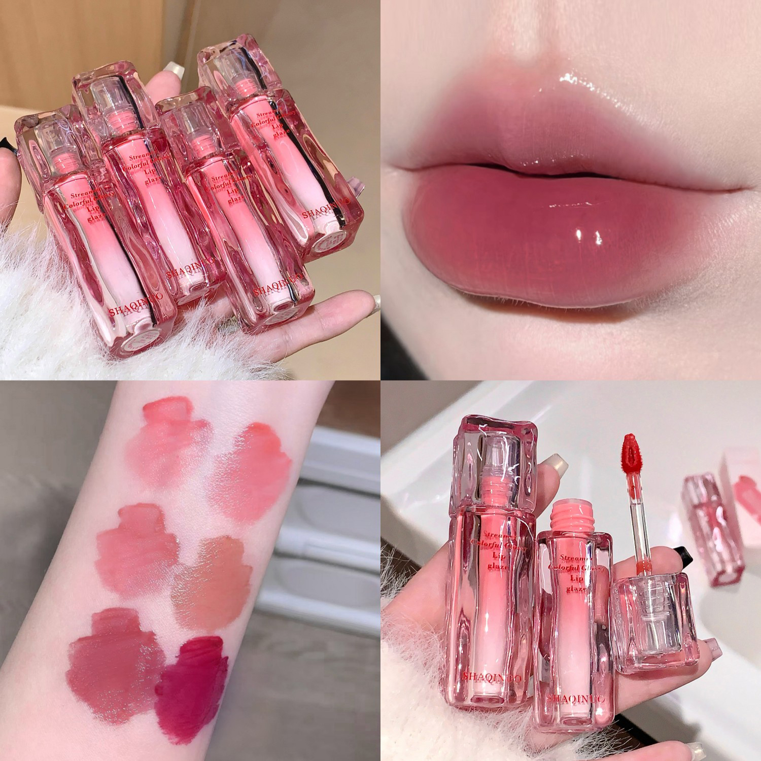 Water Gloss Lip Glaze Cermin Melembapkan Gemuk Tidak Melekat Cawan Jeli Gincu Cecair Lutsinar Tahan Lama Warna Minyak Mekap Bibir