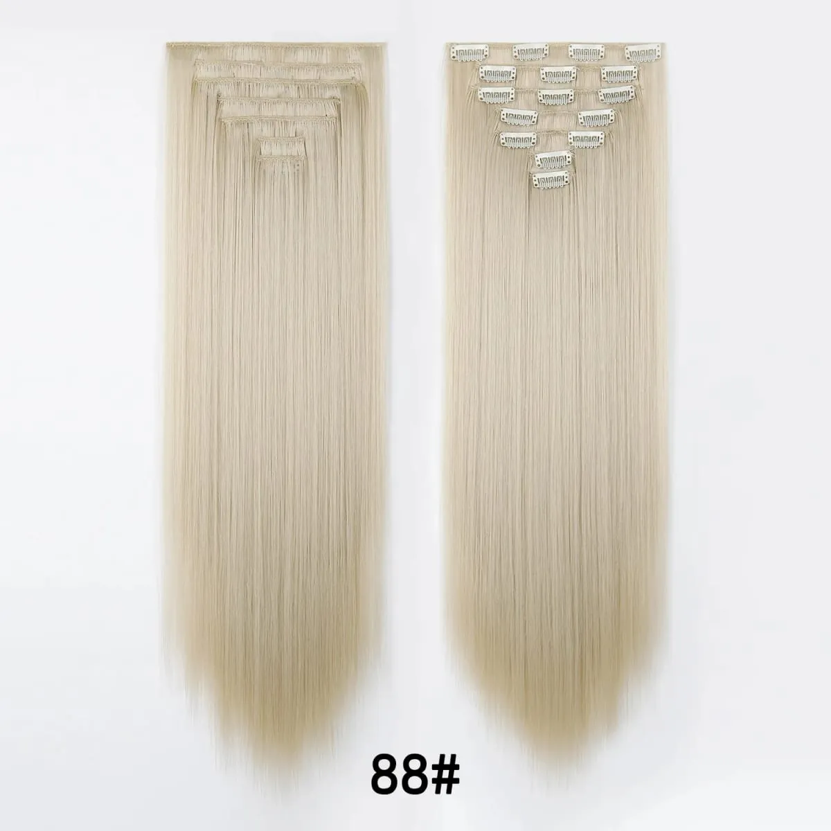 24 Inch Clip-in Hair Extensions 7 Pcs Long Straight Synthetic Hair Extensions Invisible Clip-ins Hairpieces for Women Daily — image 28