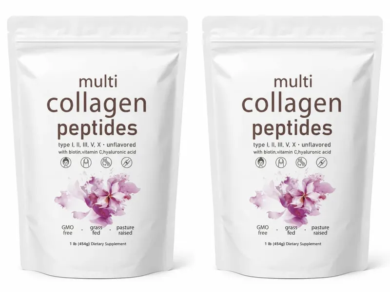 Poudre de Peptides multi-collagènes, 454g, mélange de collagène sans saveur, avec vitamine C, biotine, acide hyaluronique, Support pour la peau, les cheveux et les ongles — image 8