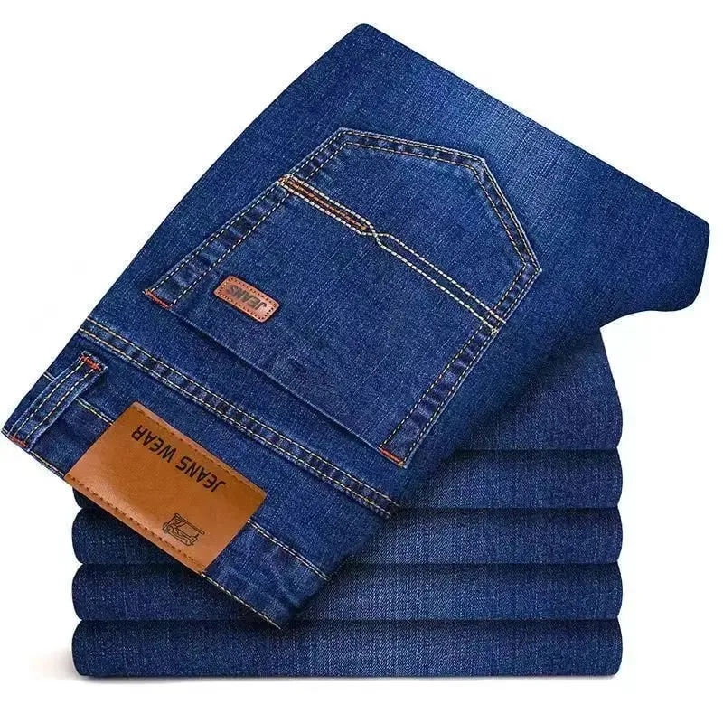 2025 Spring Autumn New Men's Jeans Casual Straight Stretch Fashion Classic Blue Black Work Denim Trousers Male Brand Clothing — image 2