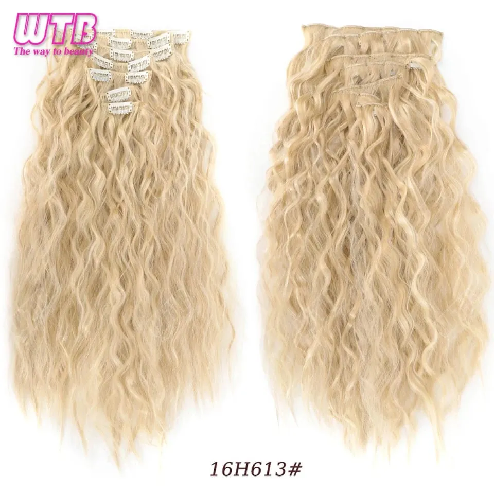 Synthetic 16 Clips in Hair Extensions Long Wavy Hairstyle Blonde Black Hairpieces Heat Resistant False Hair Daily Use — image 14