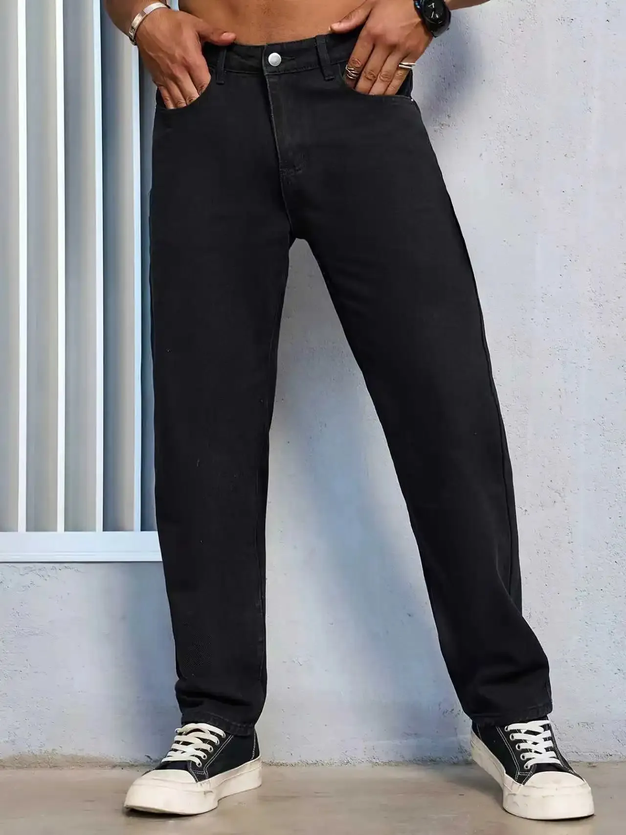 Men's Casual Solid Black Regular fit Jeans — image 6