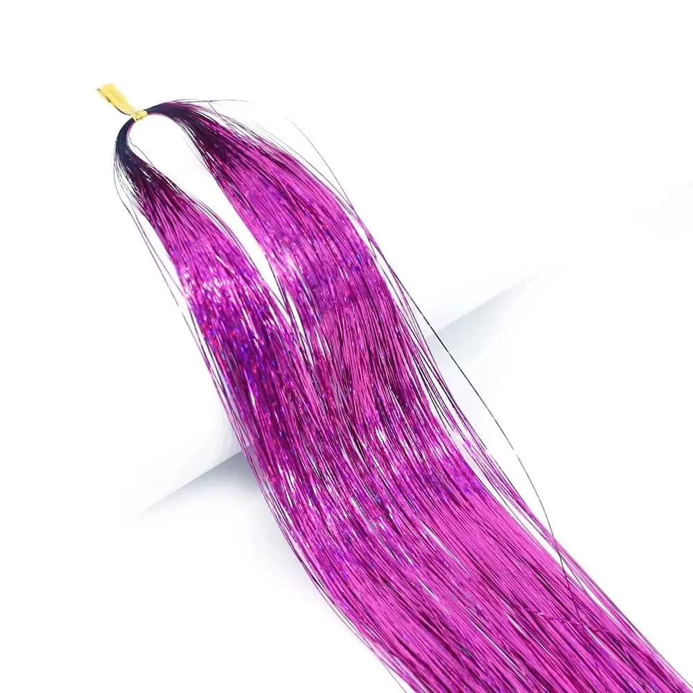Sparkle Shiny synthetic Hair Tinsel Hair Extensions Dazzles Women Hippie for Braiding Headdress Hair Braiding Tools Long 120cm — image 10
