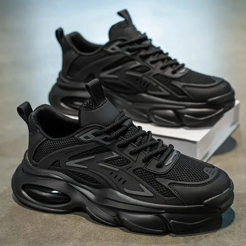 1 Pair Men's Summer Breathable Running Shoes Fashionable Dad Style Thick Bottom Sports Sneakers Casual Low Top Rubber Outsole
