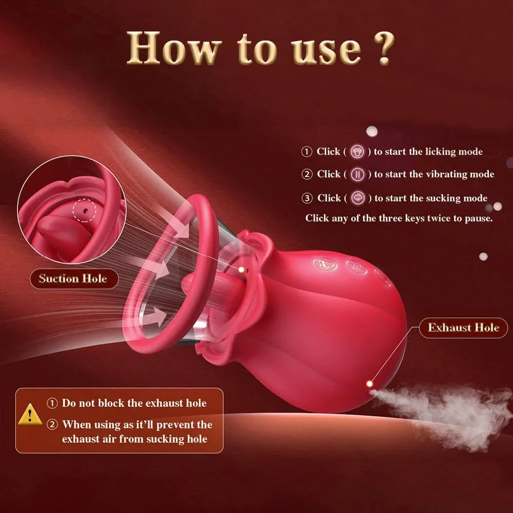 Sucking Licking G spot Vibrator Rose-Sex Toy Adult Sex Toys Removable Cup Clit Nipple Stimulation 360° Rotation Vibrators 18+ — image 5