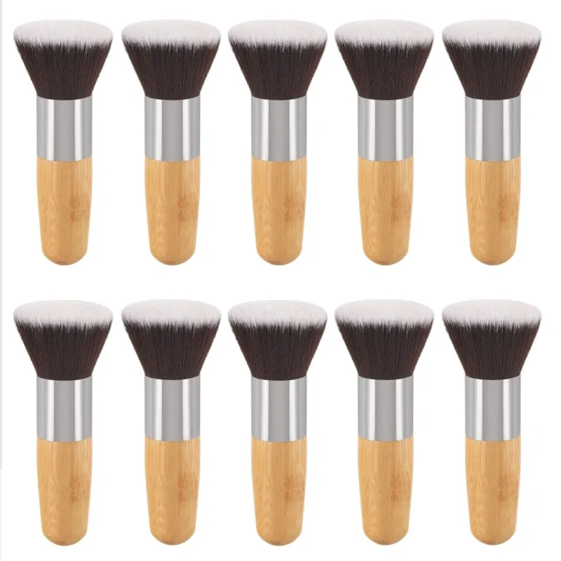 Kuas Foundation Gagang Bambu Kuas Rias Bedak Longgar Krim Foundation Cair Kontur Perona Pipi Alat Kecantikan Wajah Profesional
