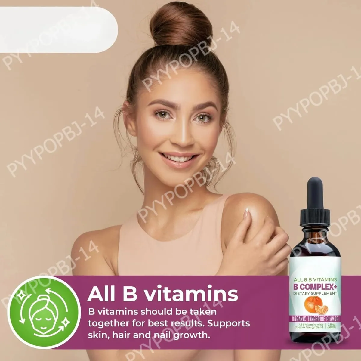 Vitamin B Complex Liquid Drops Supplement Vegan B1 B2 B3 B5 B6 Biotin Folate and Choline Plus Blend for Energy Support 60ml — image 6