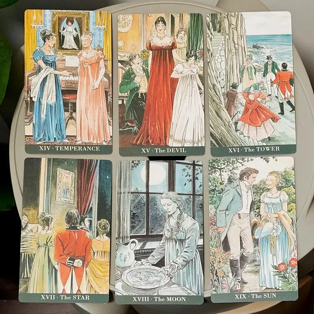 12*7cm Jane Austen Tarot in Rigid Box - A Regency Romance Divination Deck for Literature Lovers 78-Card Deck