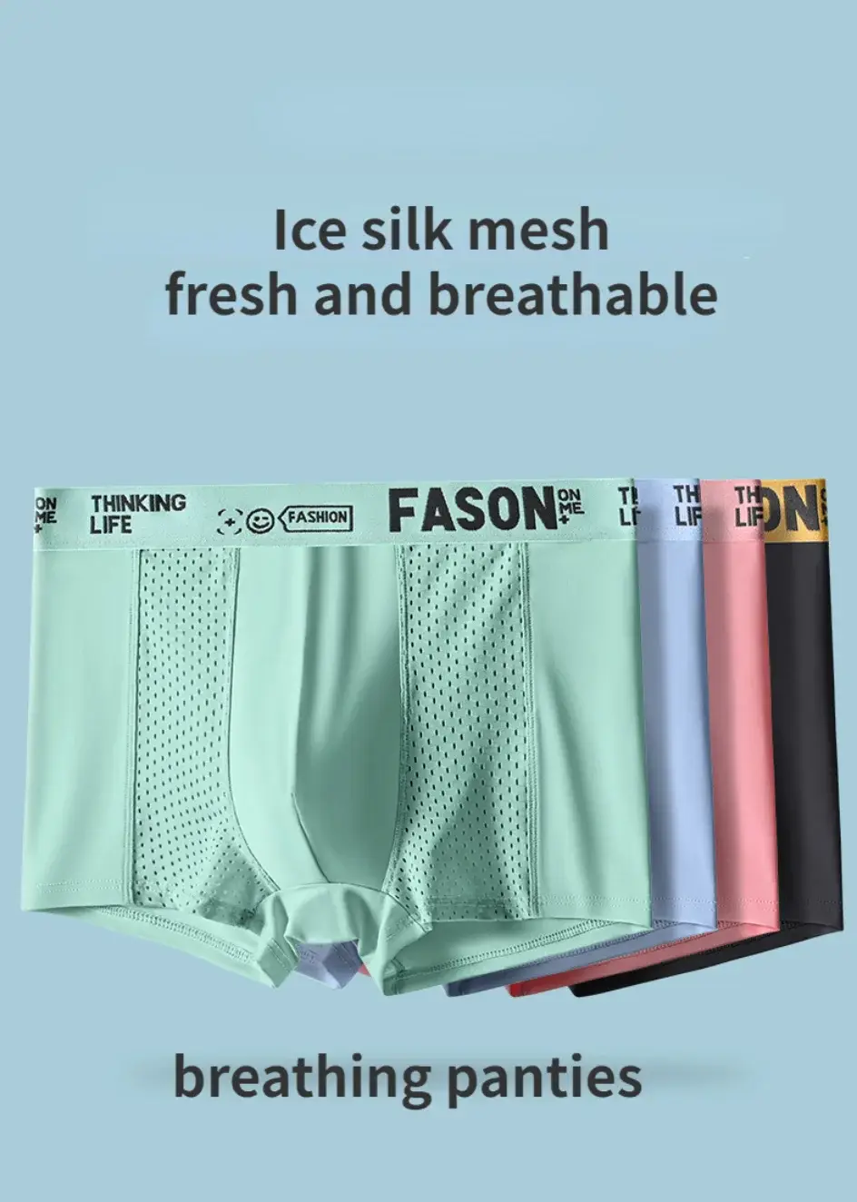 Men's Ice Silk Mesh Underwear Antibacterial Breathable Boxer Oversized Briefs Shorts Men's Panties Boxershorts Men — image 12