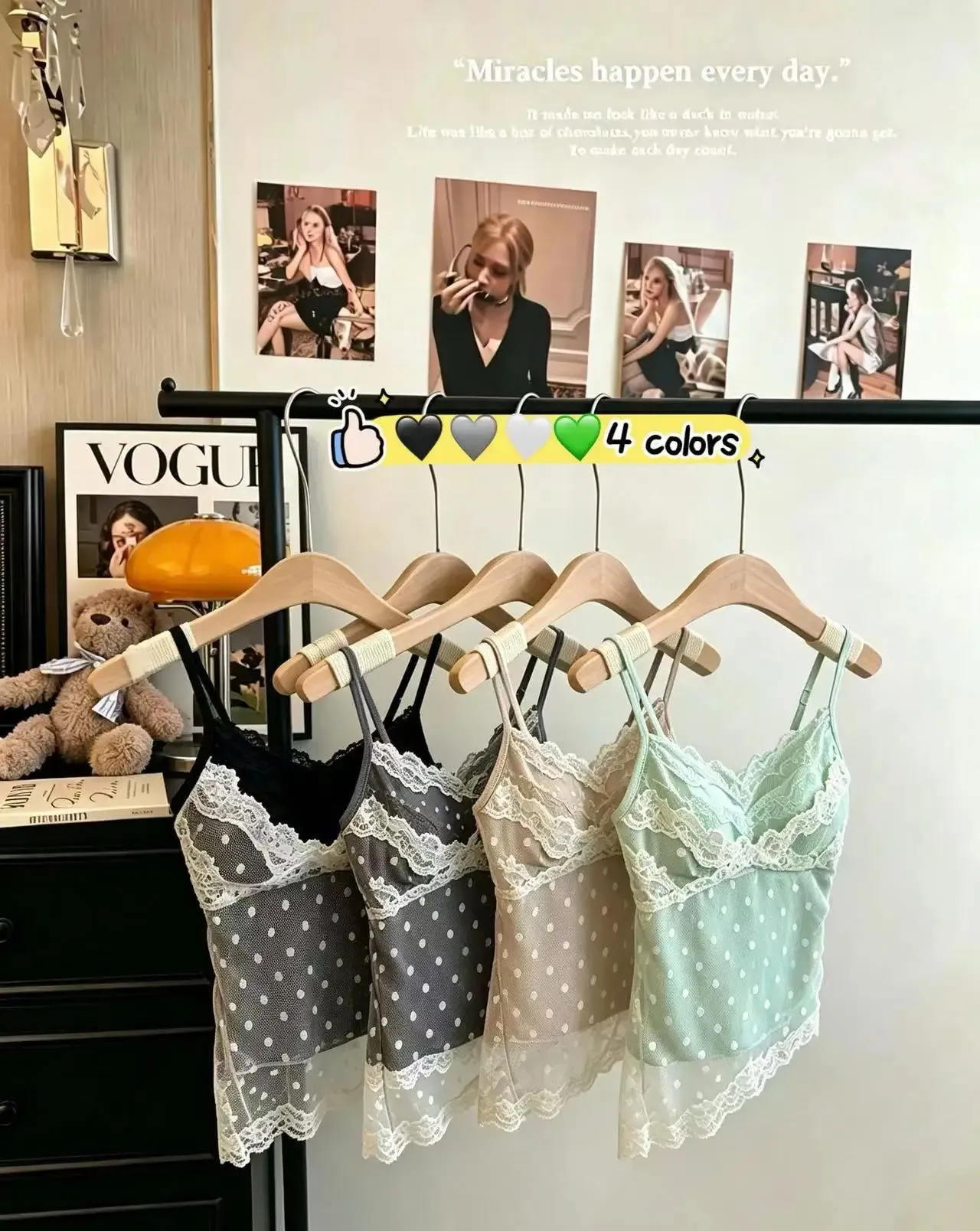 Women's Polka Dot Lace Spaghetti Strap Camisole with Pad Bust Adjustable Straps Side Lace Sexy Summer Daily Top A33079 — image 5