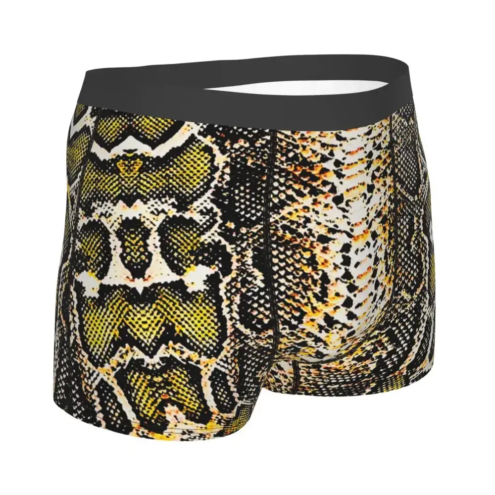 Sous-vêtements imprimés peau de serpent personnalisés pour hommes, Boxer extensible à Texture animale, slip short, culotte douce pour Homme — image 3