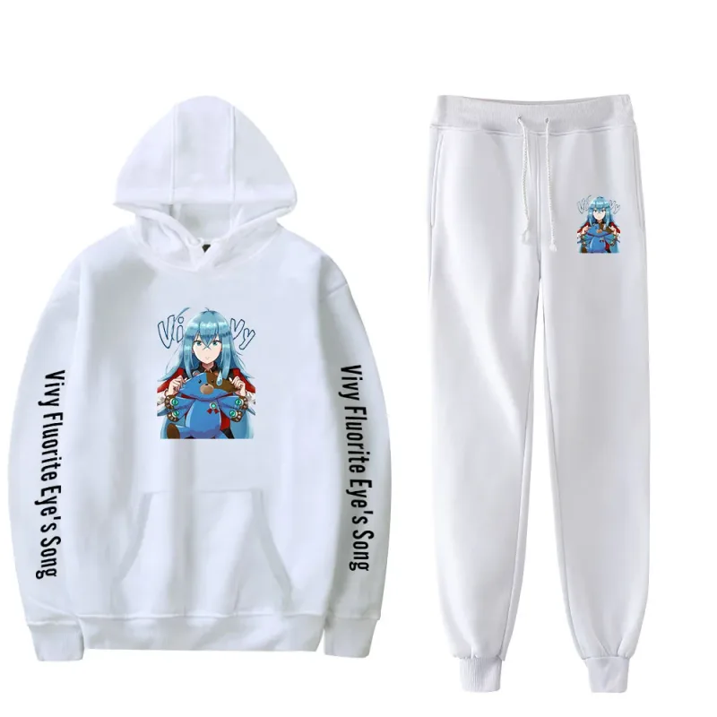Harajuku Comfortable Vivy Fluorite Eye's Song Print Sweatshirt Sweatpants Hoodies+ Trousers Suit Boys/Girls 2 Piece Set Clothes — image 24
