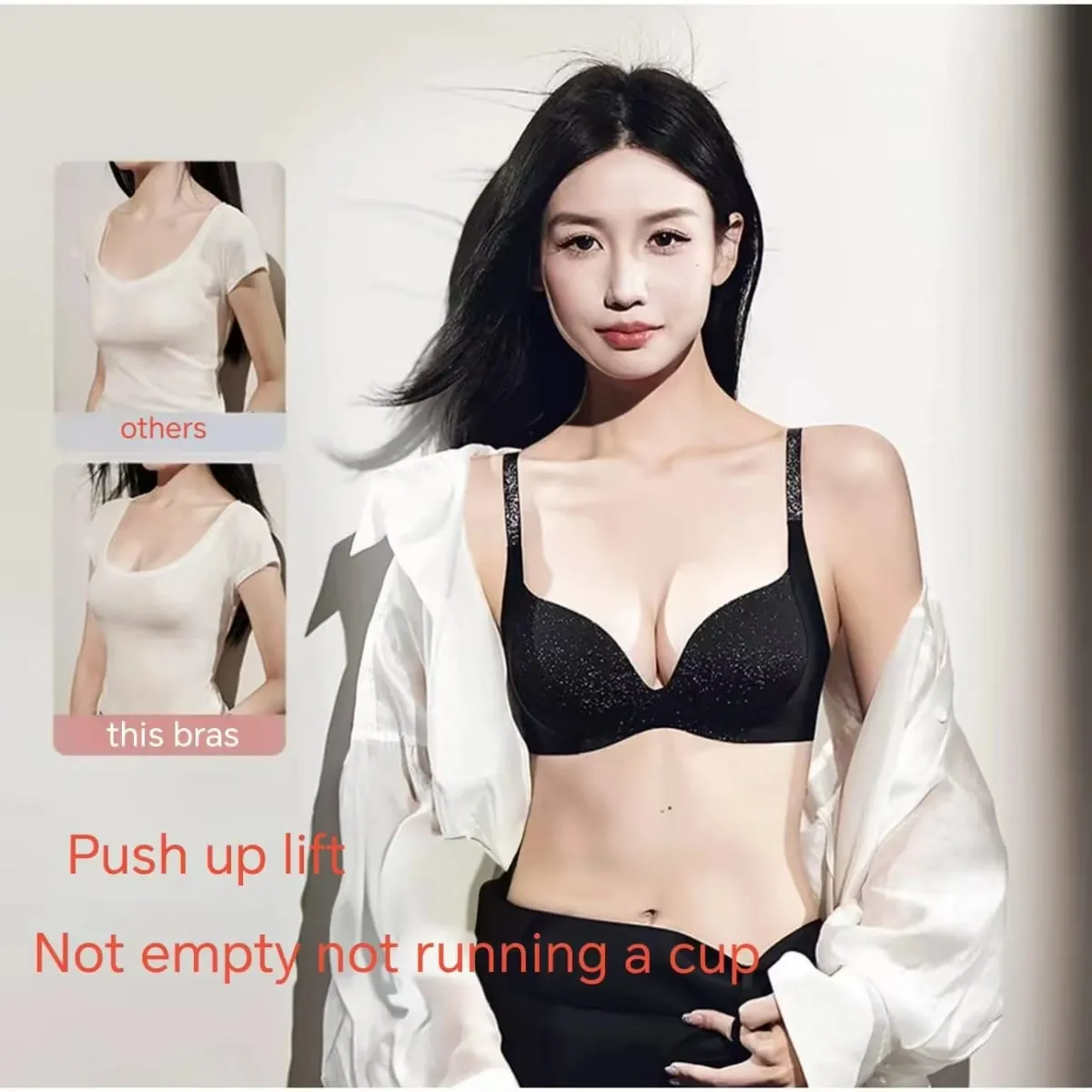 Sexy Rhinetone Push up Bra for Women with Adjustable Shoulder Straps Seamless Lifting Anti-sagging Lingerie — image 5