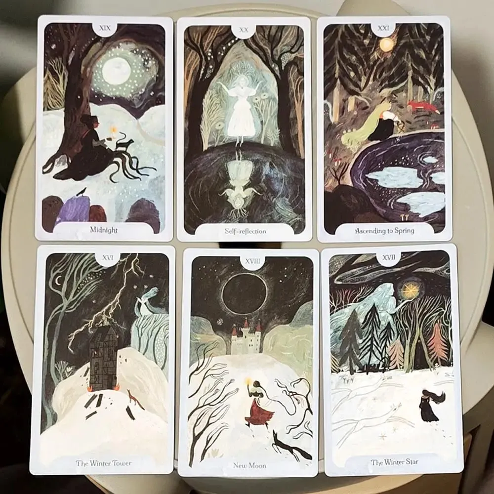 Seasons of The Witch: Winter Tarot Deck 12*7cm A Journey Through Yule and Imbolc 78 Cards Printed on Double-embossed Cardstock — image 5
