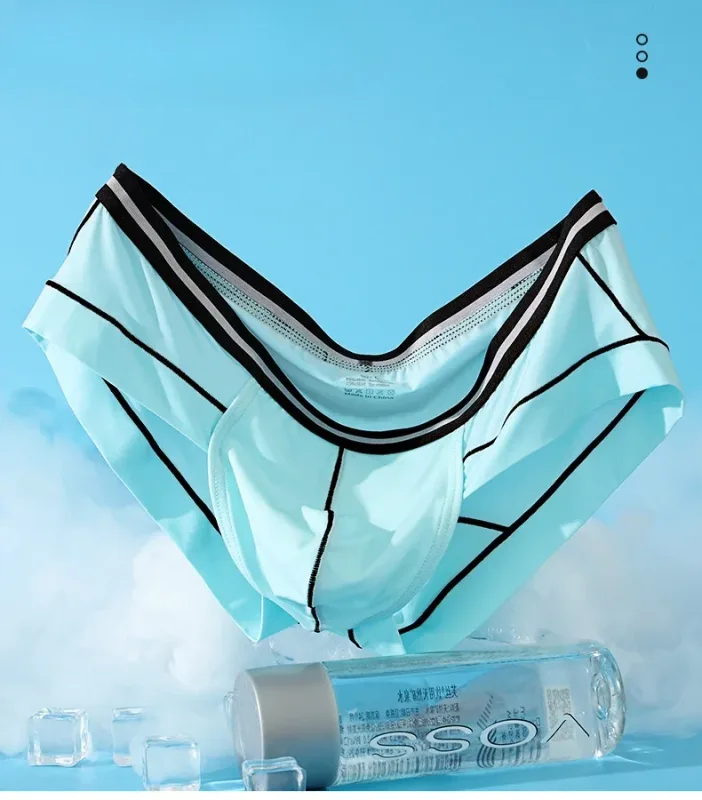 Ice Silk Briefs Seamless Panties Men Bulge Pouch Underwear Male Breathable Underpants Man Sexy U Convex Pouch Bikini Lingerie