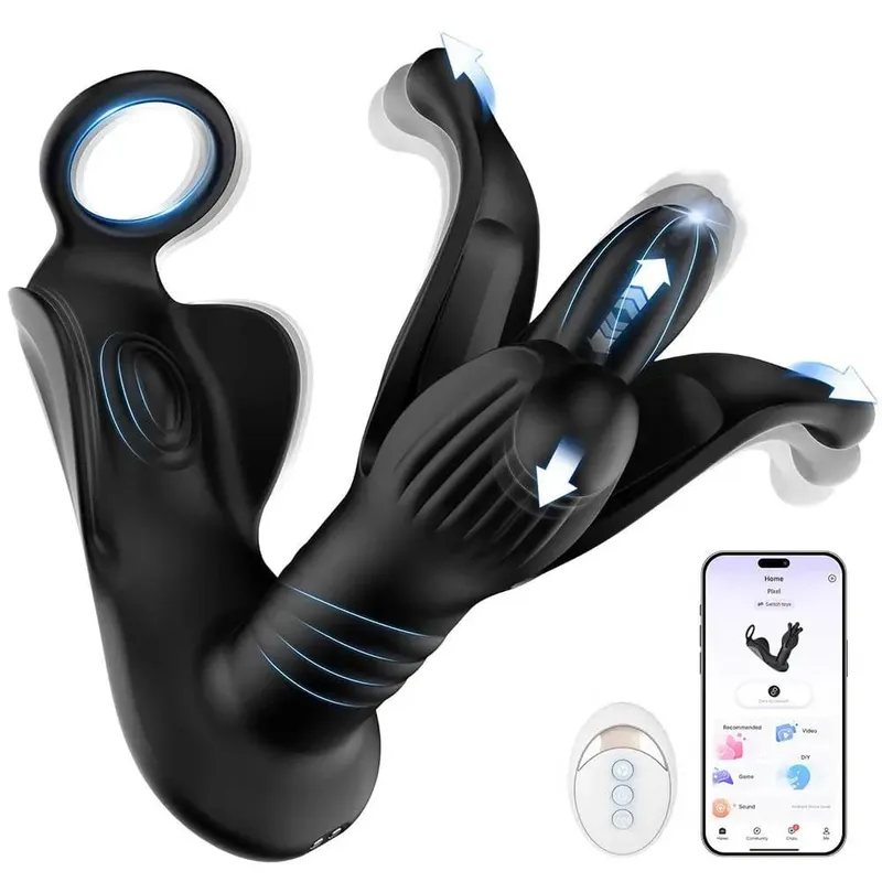 Prostate Massager Anal Plug 9 Tension Remote Control Retractable Backyard Prostate Anal Plug Automatic Multi-frequency Sex Toys