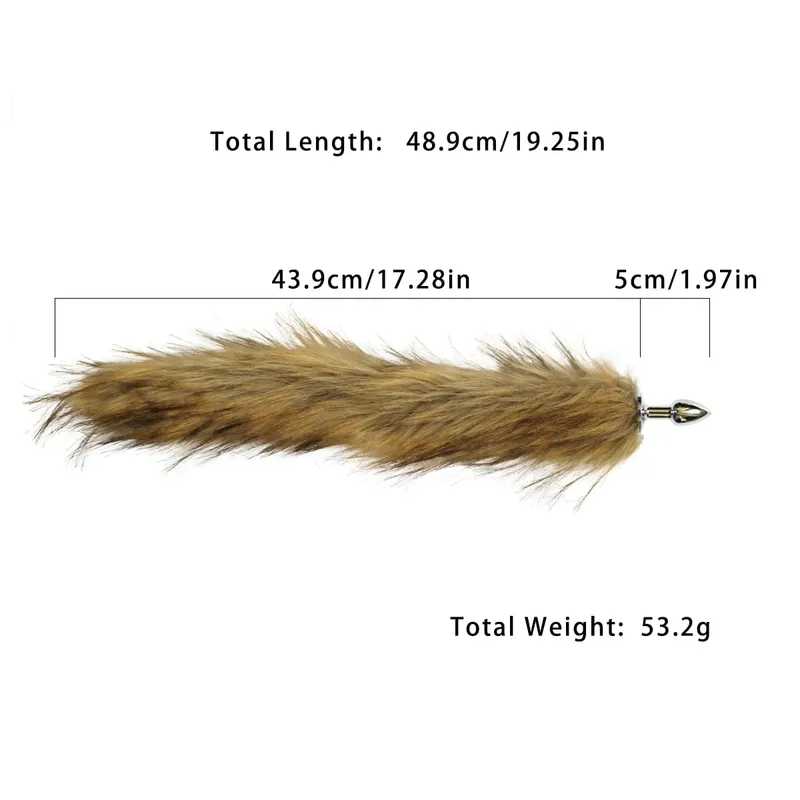 Metal Anal Plug with Long Fluffy Tail – Fox Tail Butt Plug for Cosplay Role Play BDSM Adult Toy