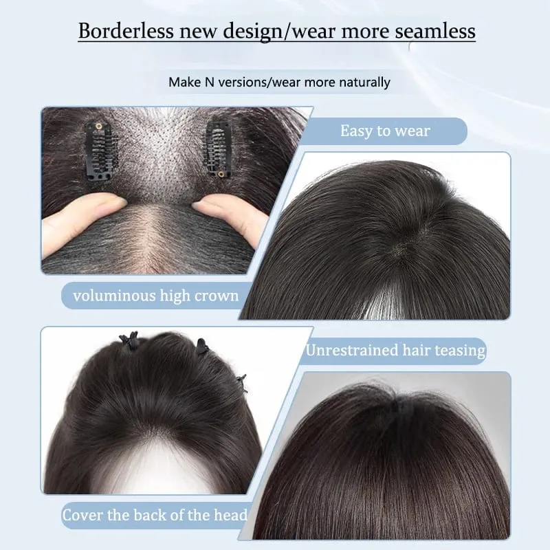 Wig Patches for Women with Fluffy Hair on the Top of the Head Natural and Seamless Hair Coverage White Hair Replacement Patches — image 5