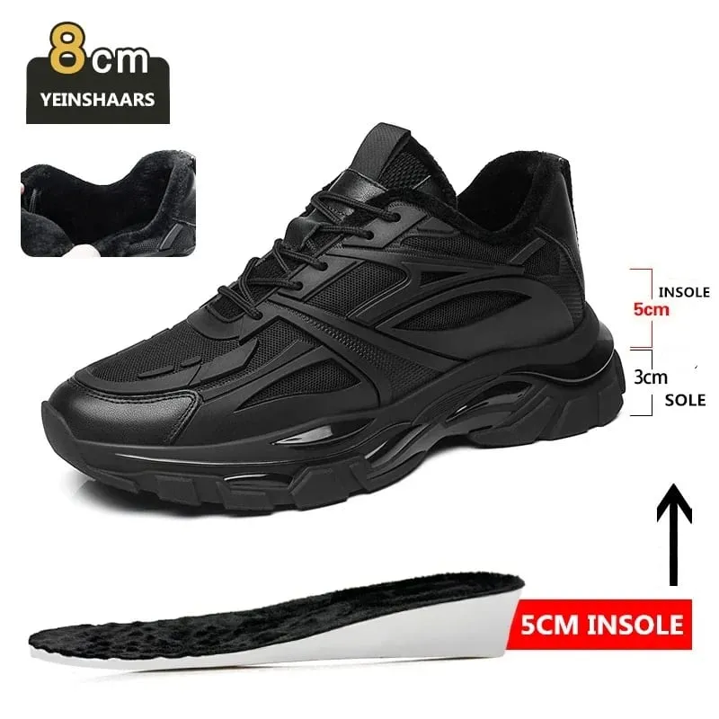 Four Seasons Thick and height-increasing sports shoes men's genuine leather mesh casual men's shoes trendy shoes