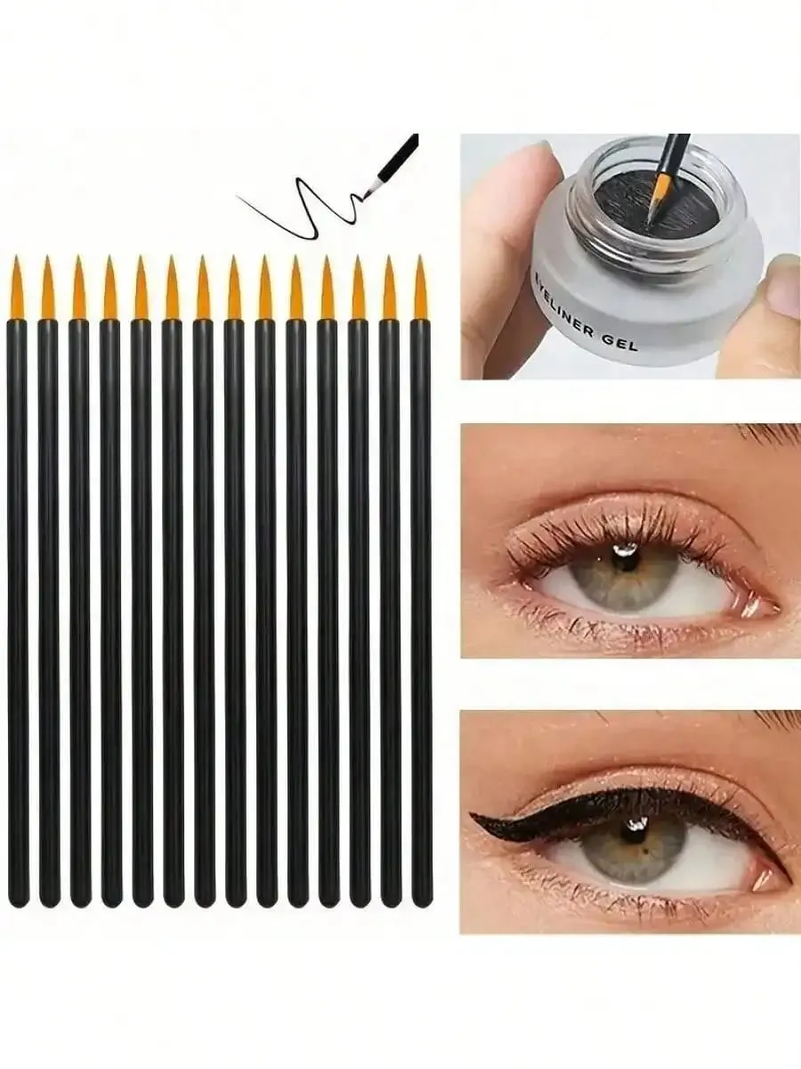 10Pcs/Set Disposable Eyeliner Brushes With Cap Fine Fiber Nail Art Pen Applicators Wand Professional Cosmetic Mini Makeup Tools — image 3