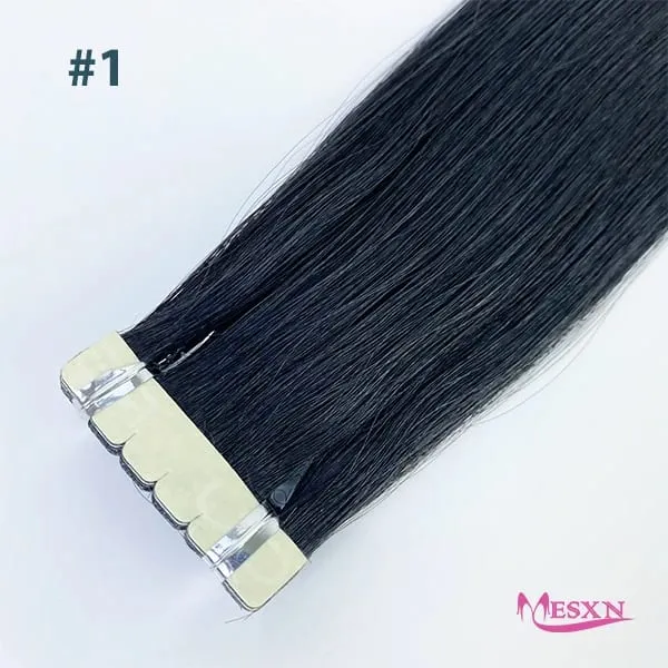 Mini Tape In Human Hair Extensions Real Natural Hair Extension Straight 16"-26" Black Brown Blonde Invisible Tape In For Salon — image 1