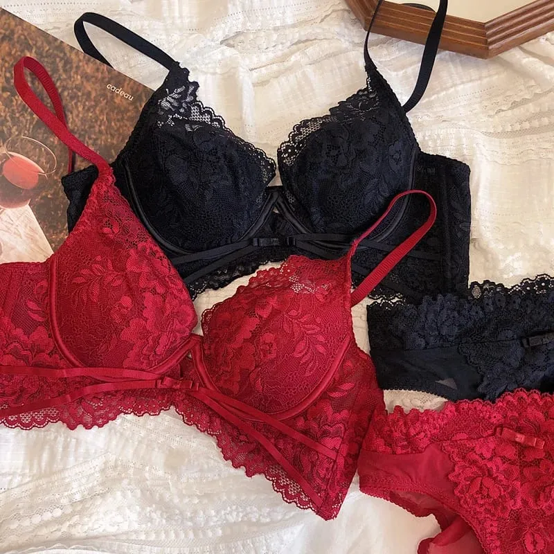 Ensemble de soutien-gorge Push Up ajouré pour femmes, sous-vêtements d'été, bonnet fin, Sexy, dentelle française brodée, Bralette confortable, ensembles de Lingerie — image 5