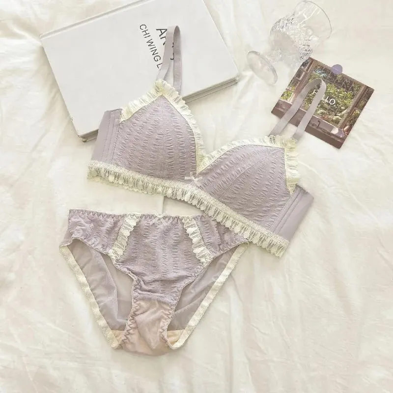 Young Girls Intimates 2026 New Small Comfortable Lingerie Seamless One-Piece Bra And Panty Sets Lace Bow Woman Underwear — image 9