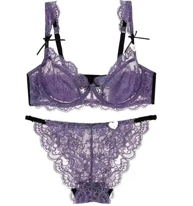 Lace Minimizer Bra Ultra Thin Sponge Free Wirefree Seamless Full Coverage Bust Push Up Comfort Lingerie Set BANERDANNI — image 4