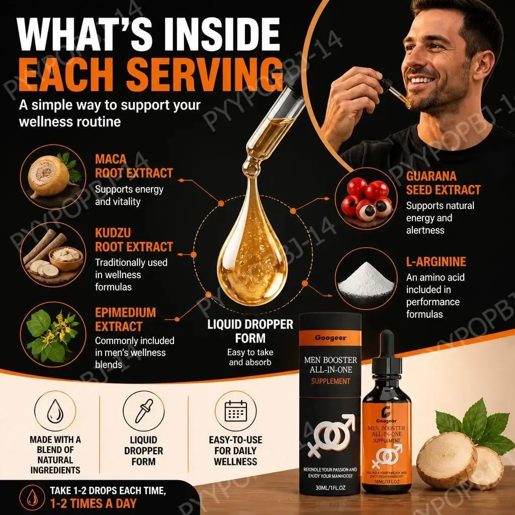 Googeer Men Booster All-in-One Supplement Drops with Maca Root Extract and Kudzu Root Extract for Energy Relaxation 30 ML — image 4
