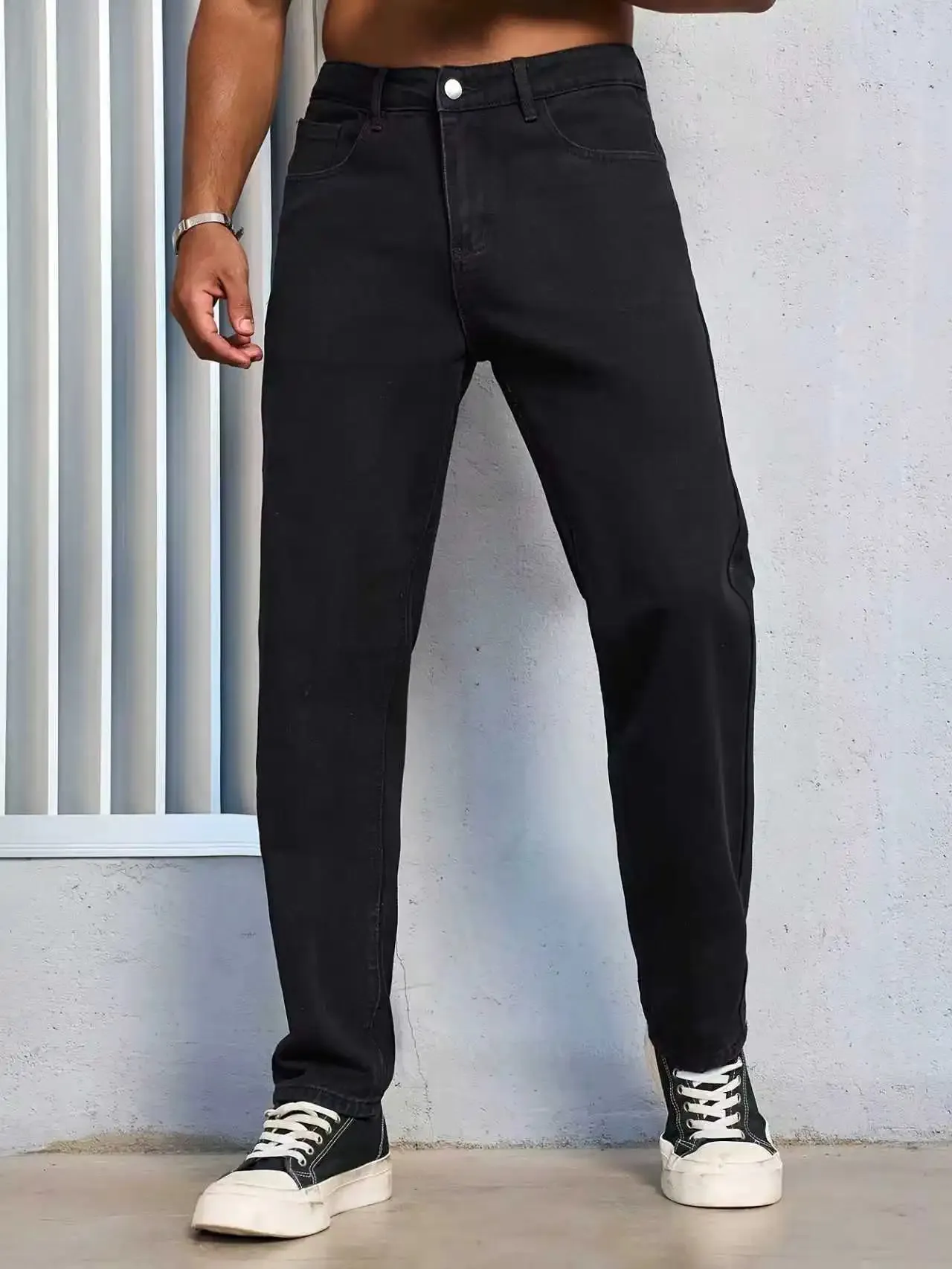 Men's Casual Solid Black Regular fit Jeans — image 5