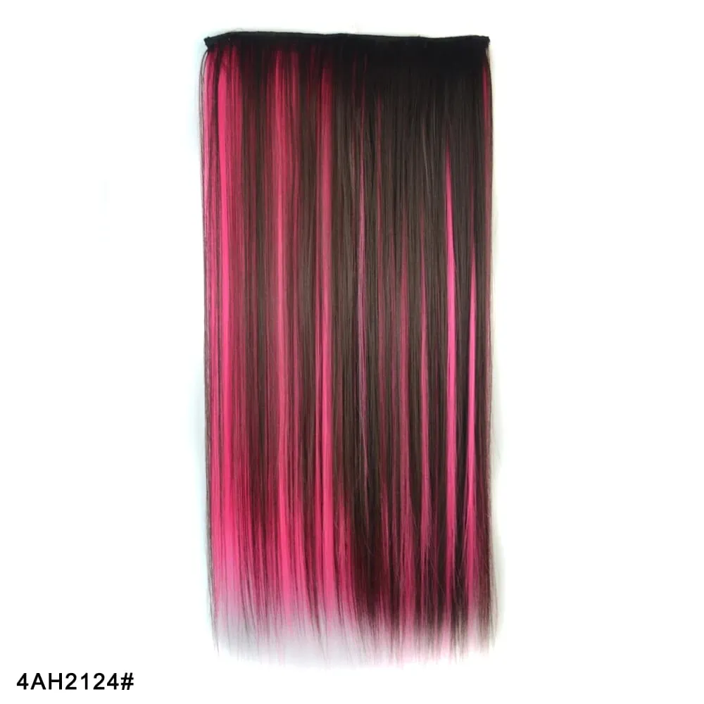 Zolin Straight Hair Clip In Hair Extension Rainbow Colorful Ombre Color One Piece With 5Clips Synthetic Cosplay Hairpieces — image 30