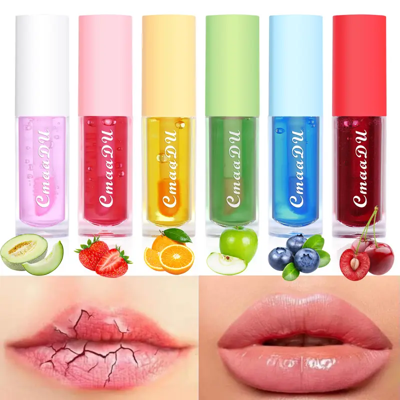6 brilho labial que muda de cor, aroma frutado, hidratante e de longa duração, hidratação suave, tonalidade labial ativada por temperatura