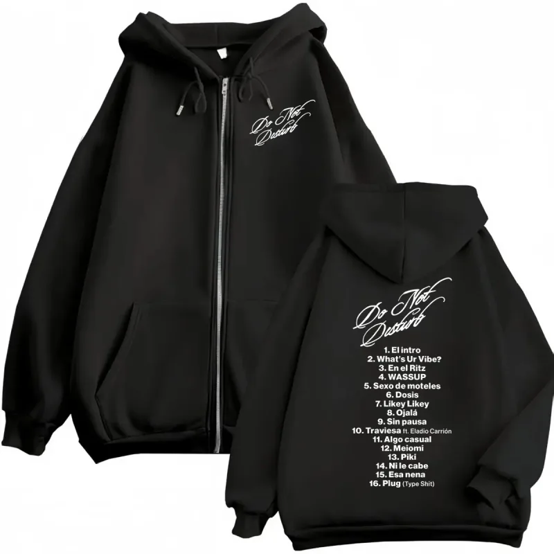 Rapper Young Miko Do Not Disturb Print Zipper Hoodies Fashion Hip Hop Zip Up Pullovers Men's Women's Casual Oversized Sweatshirt
