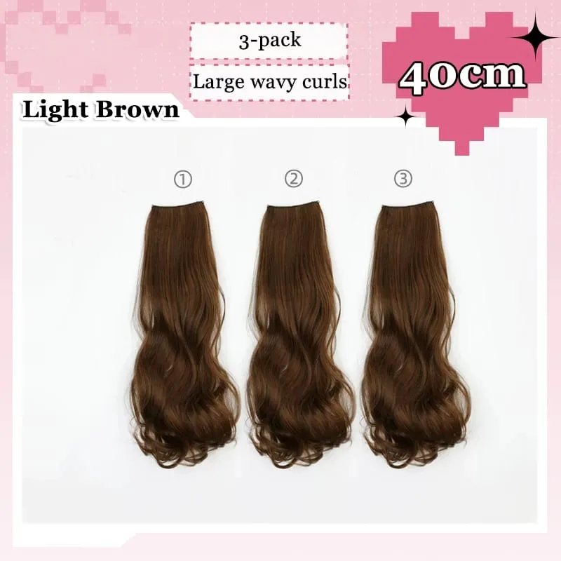 3Pcs/Set 6Clips Hair Extension Black Long Large Wavy Curls Natural Hair Hairpiece Heat Resistant Fiber For Women Hairstyle — image 8