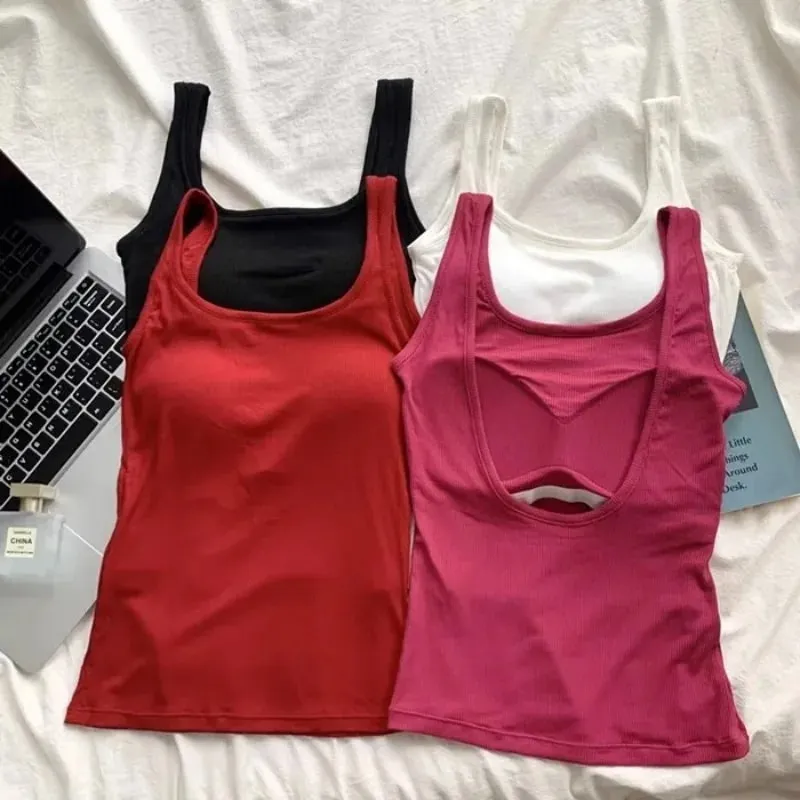 Red Bal Strap Vest Women's Tight Elastic ort Top with Chest Pad ort Wrap Chest irt Autumn Outdoor Wear Sports Top — image 3