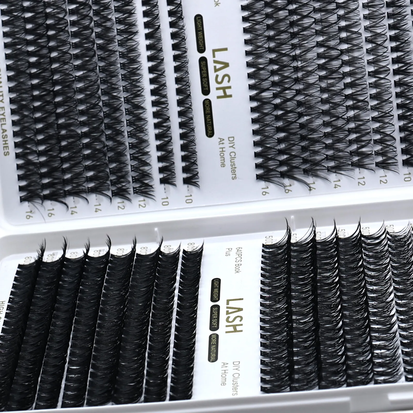 DIY Lash Cluster Book 640Pcs 30D‑80D Mixed Density D Curl 10‑16mm Mixed Length Individual Eyelash Clusters Home Eye Makeup Tool — image 5