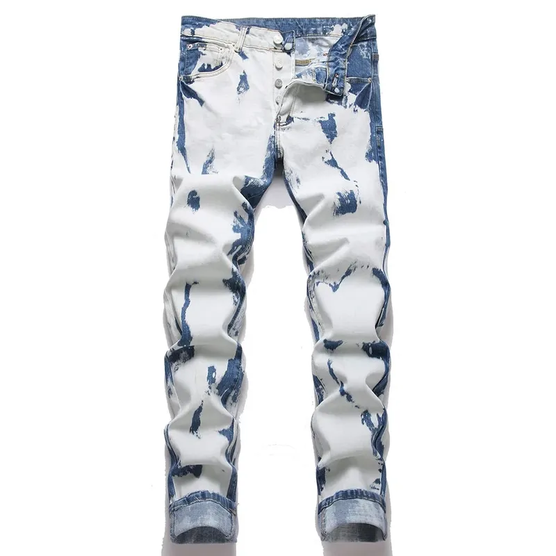 Men Slim Tapered Stretch Jeans Streetwea