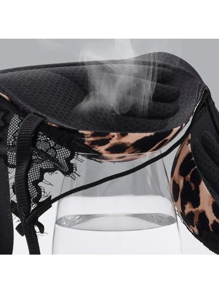 Dam sexigt leopardtryck spetsunderkläderset 32‑38AB trådlöst push-up sidostöd Anti-Sag Pure Desire Underkläder HOT