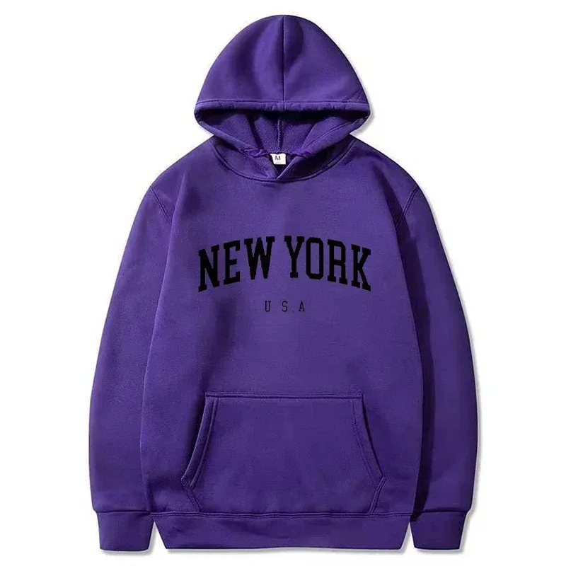 Women New York U.S.A City Hoodies Fashion Letter Printed Graphic Sweatshirts Loose CasuaMen l Harajuku Hooded Pullover Sportwear — image 18