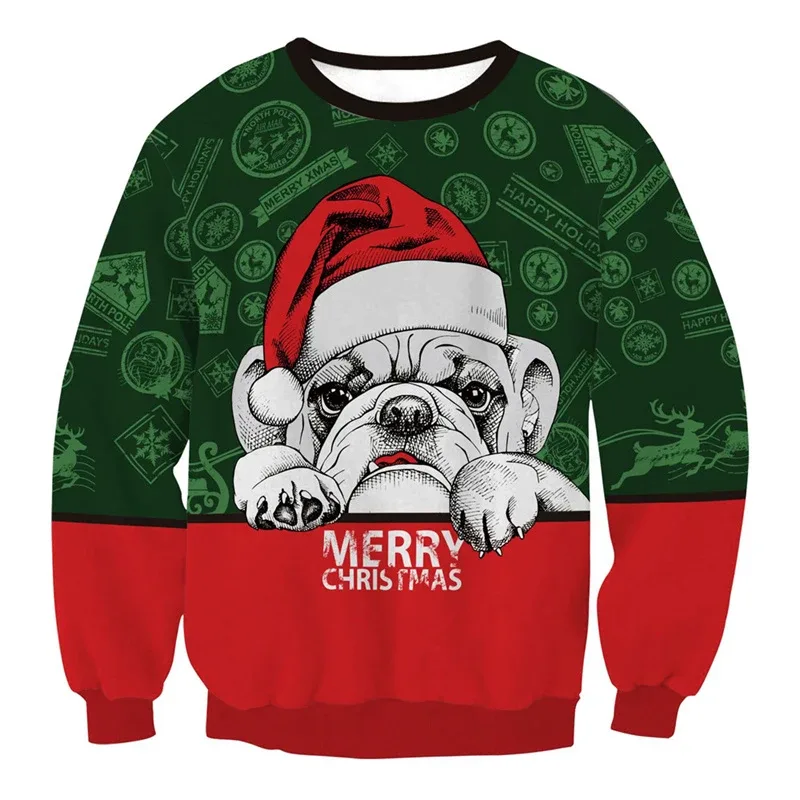 Festival Christmas Pattern Sweatshirts For Men Humping Reindeer 3D Printed Pullover Holiday Party O-Neck Hoodies Long Sleeves — image 9