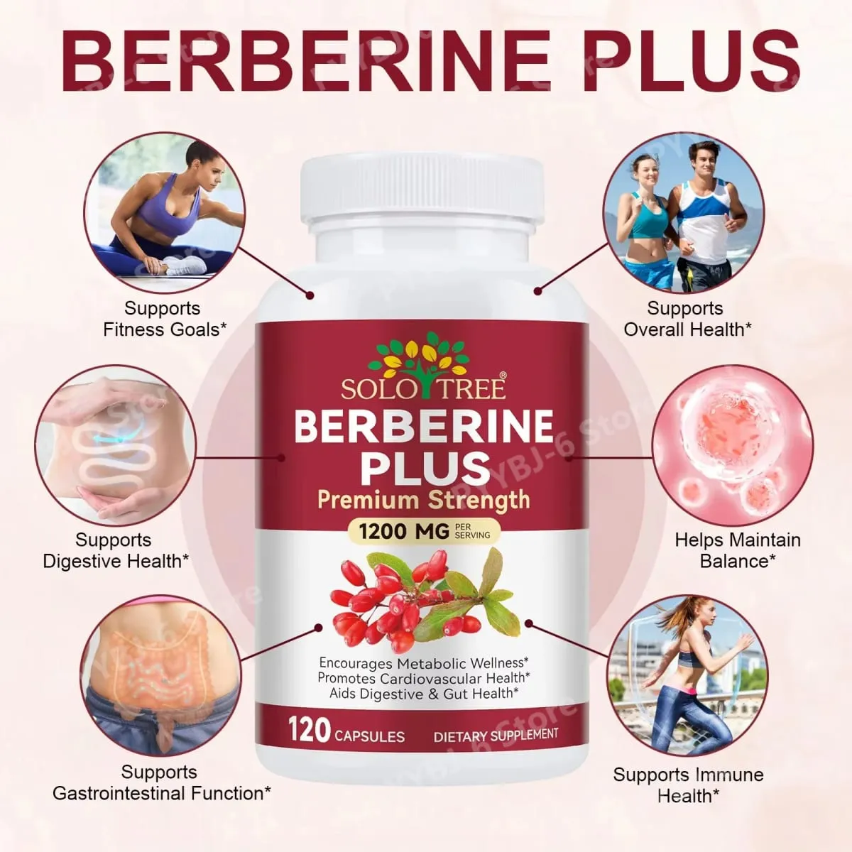 Berberine Plus Capsules 1200mg Berberine HCl Metabolism & Digestive Gut Health Support 120 Capsules — image 3