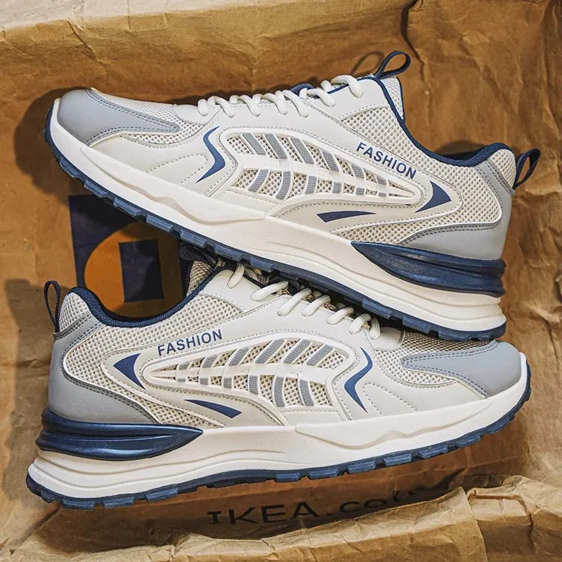 Spring Summer Men Sneakers Breathable Mesh Casual Shoes Platform Chunky Dad Footwear Lace Up Walking Running Shoes — image 7